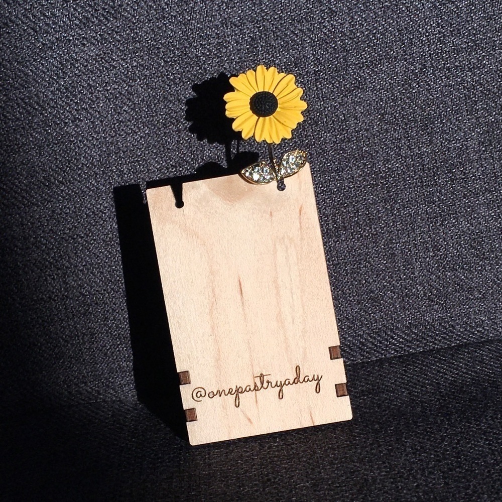 Sunflower Enamel + Rhinestone Fashion Brooch Pin, Yellow, Gold, White - Picture 9 of 17